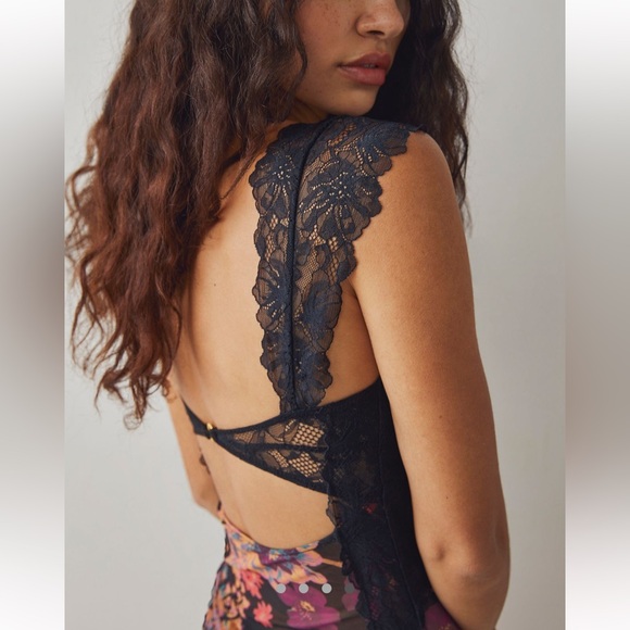 Free People Intimately Suddenly Fine Lacey Cut Out Floral Sheer Maxi Slip Dress - Picture 3 of 4